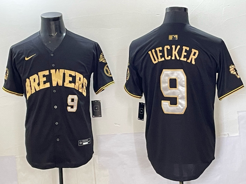 Men Milwaukee Brewers #9 Uecker black Nike MLB 2025 Jersey 002->milwaukee brewers->MLB Jersey